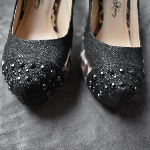 Penny Loves Kenny Cheetah Sparkle Studded Heels - Picture 3 of 15